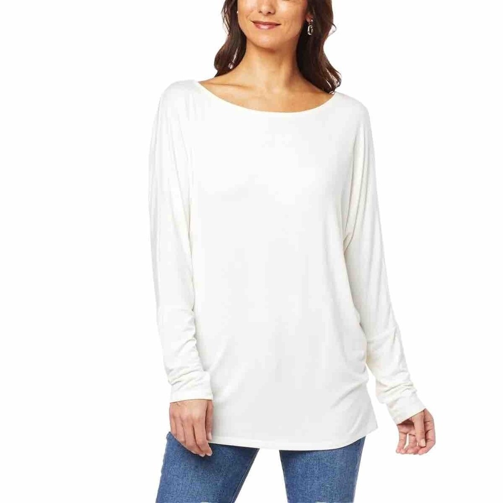 Colleen Lopez Drop-Shoulder Tunic Color Cream Size Medium HSN